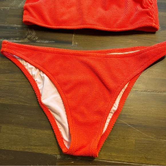 Shade & Shore Orange Crinkle Textured Halter Bikini Plus Size XL 38D Swimsuit - Picture 2 of 8